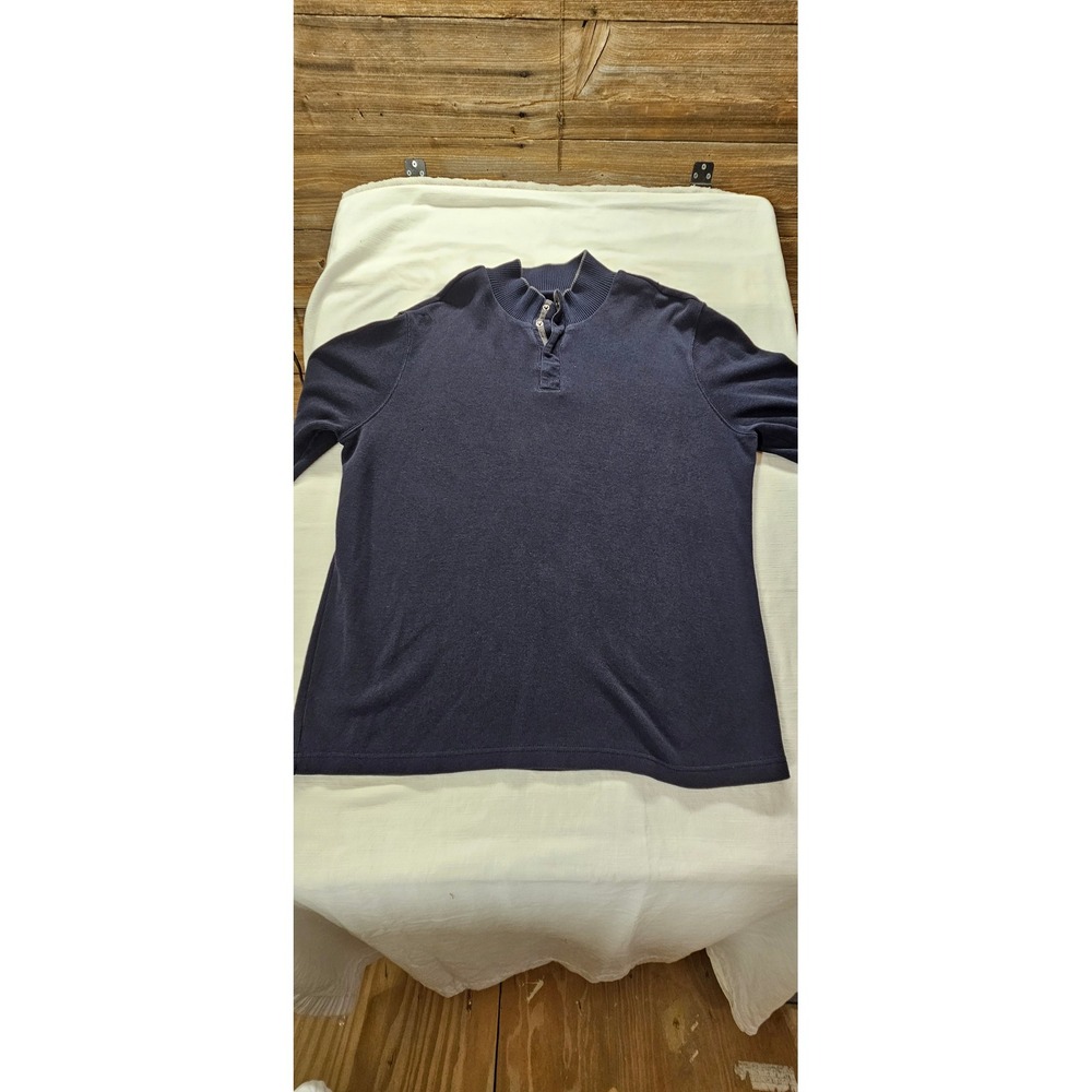 Mark Law Mens XXL‎ Navy Blue 100% Cotton Mock Neck Button Pullover Sweater